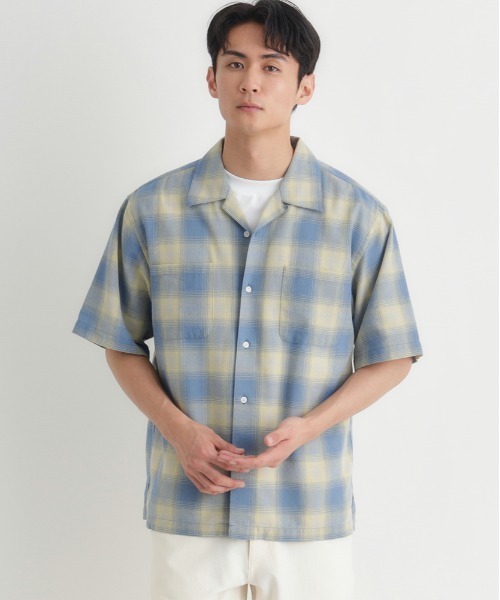 BACK NUMBER（バックナンバー）の「BACK NUMBER(バックナンバー)オンブレチェック半袖シャツ（シャツ/ブラウス・メンズ・ホワイト/サックスブルー/ブラック/レッド・S/M/XL/L）」の6枚目の写真
