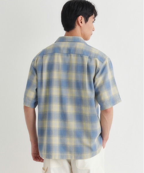 BACK NUMBER（バックナンバー）の「BACK NUMBER(バックナンバー)オンブレチェック半袖シャツ（シャツ/ブラウス・メンズ・ホワイト/サックスブルー/ブラック/レッド・S/M/XL/L）」の8枚目の写真