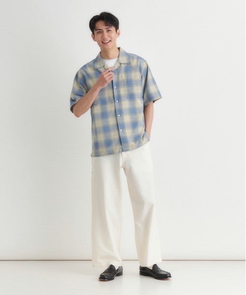 BACK NUMBER（バックナンバー）の「BACK NUMBER(バックナンバー)オンブレチェック半袖シャツ（シャツ/ブラウス・メンズ・ホワイト/サックスブルー/ブラック/レッド・S/M/XL/L）」の9枚目の写真