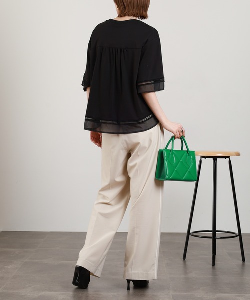 EGLANTINE(エグランティーヌ)の「EGLANTINE 袖シアーカットソー 半端袖(Tシャツ/カットソー・レディース・オフホワイト/ブラック・38)」の20枚目の写真