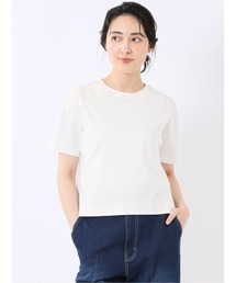 【クロップド丈 ややゆったり コットン100%】m.f.エディトリアル レディース シルケット加工 クルーネック 半袖 Tシャツ