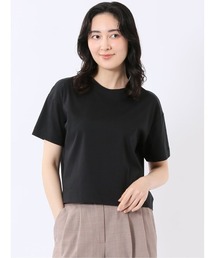 【クロップド丈 ややゆったり コットン100%】m.f.エディトリアル レディース シルケット加工 クルーネック 半袖 Tシャツ