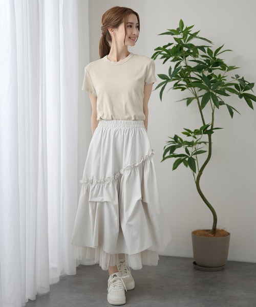 DAYRA(デイラ)の「無地 半袖 クルーネック Tシャツ トップス(Tシャツ/カットソー・レディース・ホワイト/チャコールグレー/ライトグレー/ブラック/ベージュ/ピンク・FREE)」の11枚目の写真