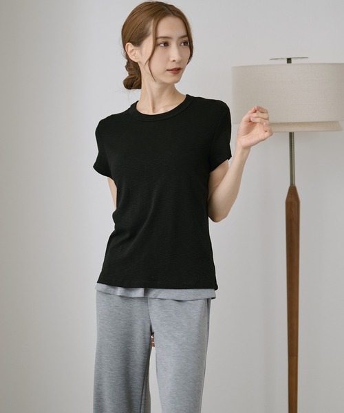 DAYRA(デイラ)の「無地 半袖 クルーネック Tシャツ トップス(Tシャツ/カットソー・レディース・ホワイト/チャコールグレー/ライトグレー/ブラック/ベージュ/ピンク・FREE)」の12枚目の写真