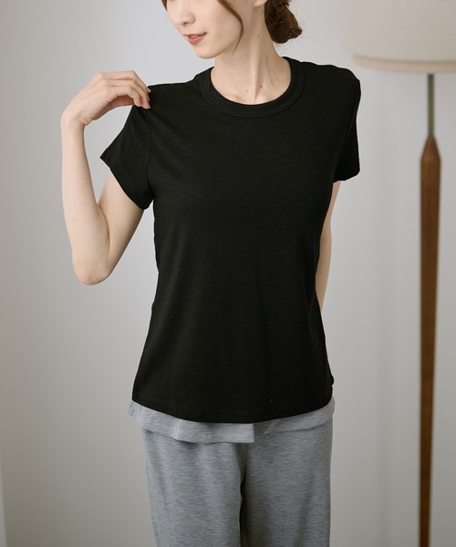 DAYRA(デイラ)の「無地 半袖 クルーネック Tシャツ トップス(Tシャツ/カットソー・レディース・ホワイト/チャコールグレー/ライトグレー/ブラック/ベージュ/ピンク・FREE)」の14枚目の写真