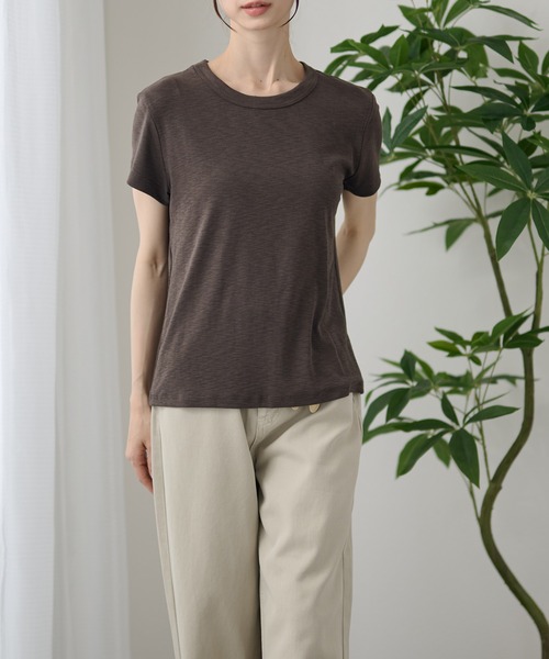 DAYRA(デイラ)の「無地 半袖 クルーネック Tシャツ トップス(Tシャツ/カットソー・レディース・ホワイト/チャコールグレー/ライトグレー/ブラック/ベージュ/ピンク・FREE)」の17枚目の写真