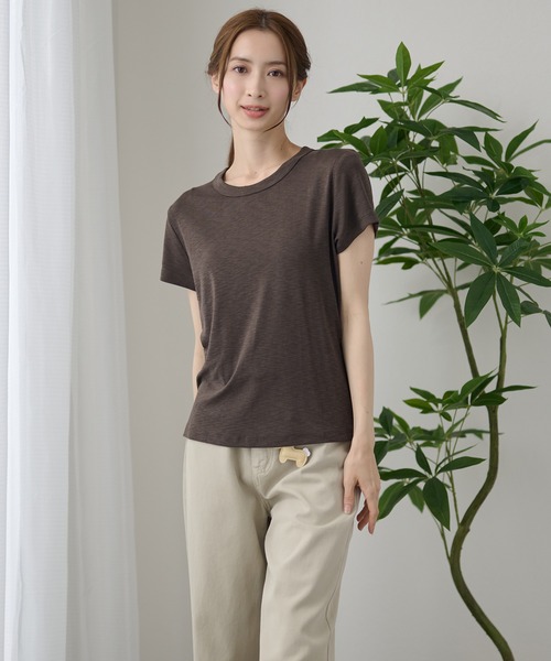 DAYRA(デイラ)の「無地 半袖 クルーネック Tシャツ トップス(Tシャツ/カットソー・レディース・ホワイト/チャコールグレー/ライトグレー/ブラック/ベージュ/ピンク・FREE)」の18枚目の写真