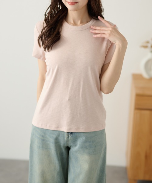 DAYRA(デイラ)の「無地 半袖 クルーネック Tシャツ トップス(Tシャツ/カットソー・レディース・ホワイト/チャコールグレー/ライトグレー/ブラック/ベージュ/ピンク・FREE)」の22枚目の写真