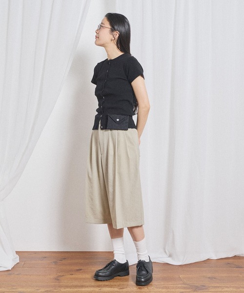 fig London(フィグロンドン)の「3tuck half pants(スラックス・レディース・ベージュ/ブラック・FREE)」の10枚目の写真