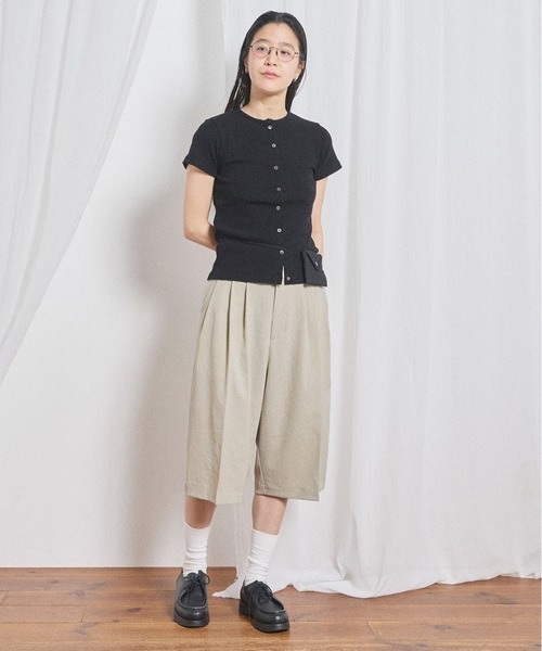 fig London(フィグロンドン)の「3tuck half pants(スラックス・レディース・ベージュ/ブラック・FREE)」の12枚目の写真