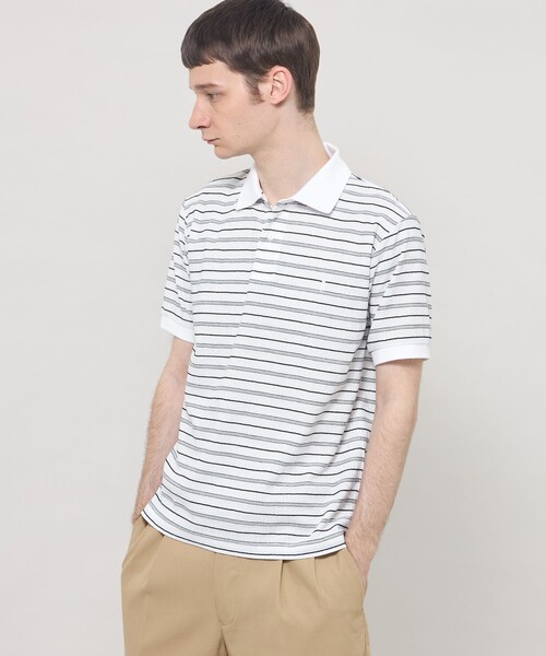 MACKINTOSH LONDON(マッキントッシュ ロンドン)の「ロゴジャカードボーダーポロシャツ(ポロシャツ・メンズ・ホワイト/ブラック・XL/L/M)」の1枚目の写真