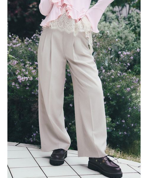 LILY BROWN（リリーブラウン）の「【LUMISHADE】 ルーズワイドパンツ（その他パンツ・レディース・ベージュ/ネイビー/ミント・0/1）」の4枚目の写真