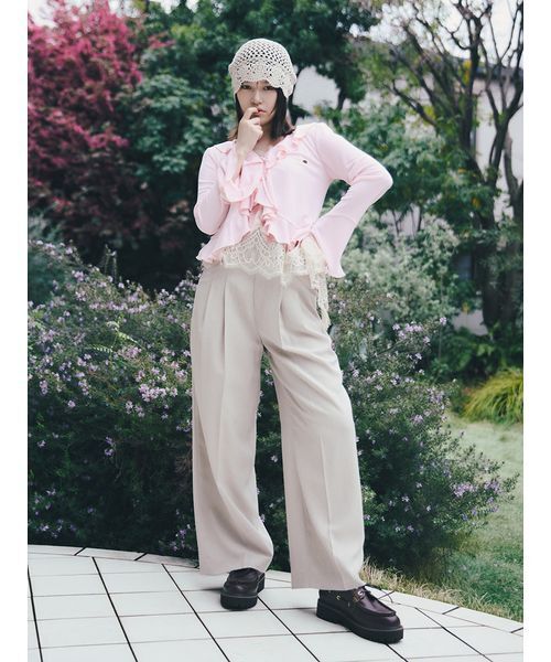 LILY BROWN（リリーブラウン）の「【LUMISHADE】 ルーズワイドパンツ（その他パンツ・レディース・ベージュ/ネイビー/ミント・0/1）」の5枚目の写真