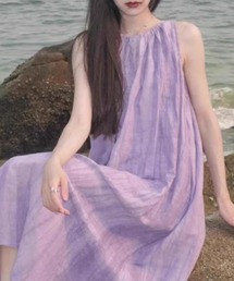 コットンリネン ノースリーブ ロング丈 ワンピース