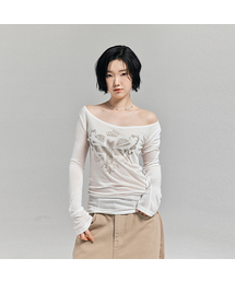 AWESOME STUDIO（オーサムスタジオ）の「シースルーユニオンジャック長袖Tシャツアイボリー（Tシャツ/カットソー）」