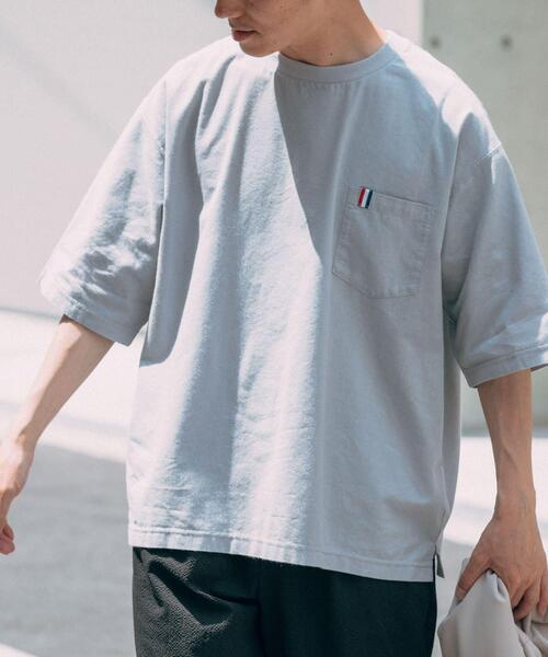 ITEMS URBANRESEARCH(アイテムズ アーバンリサーチ)の「『吸水速乾』フレンチリネン×COOLMAX フハクTシャツ(Tシャツ/カットソー・メンズ・オリーブ/グレー/オフホワイト/ブラック系その他・MEDIUM/LARGE)」の3枚目の写真