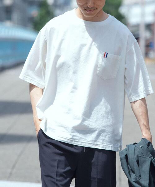 ITEMS URBANRESEARCH(アイテムズ アーバンリサーチ)の「『吸水速乾』フレンチリネン×COOLMAX フハクTシャツ(Tシャツ/カットソー・メンズ・オリーブ/グレー/オフホワイト/ブラック系その他・MEDIUM/LARGE)」の2枚目の写真