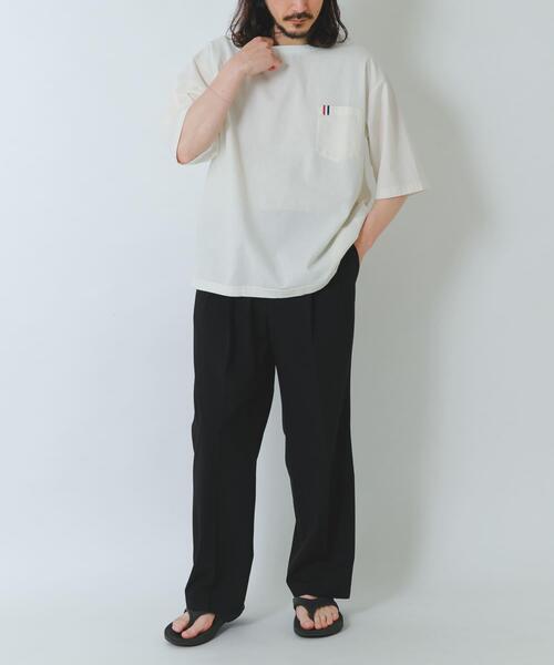 ITEMS URBANRESEARCH(アイテムズ アーバンリサーチ)の「『吸水速乾』フレンチリネン×COOLMAX フハクTシャツ(Tシャツ/カットソー・メンズ・オリーブ/グレー/オフホワイト/ブラック系その他・MEDIUM/LARGE)」の6枚目の写真