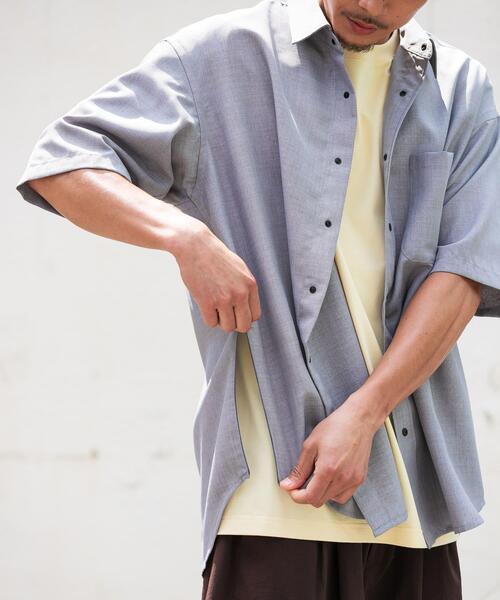 EKAL(エカル)の「『UR TECH DRYLUXE/吸水速乾/接触冷感』ハイツイストショートスリーブシャツ(シャツ/ブラウス・メンズ・グレー/グレー系その他/ネイビー・LARGE/MEDIUM)」の7枚目の写真