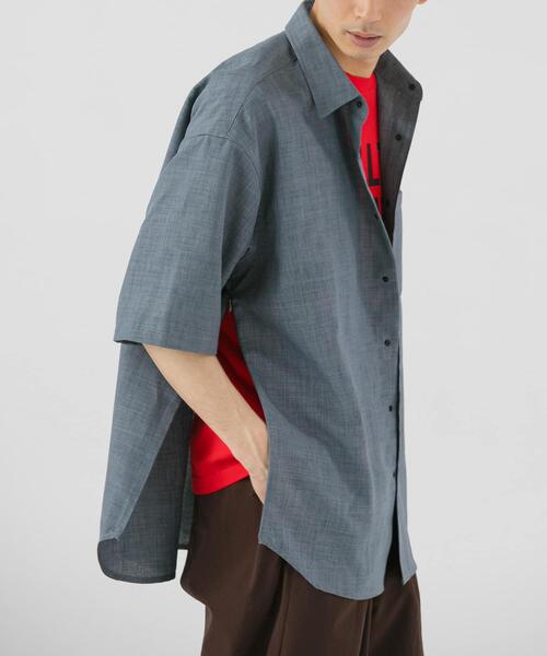 EKAL(エカル)の「『UR TECH DRYLUXE/吸水速乾/接触冷感』ハイツイストショートスリーブシャツ(シャツ/ブラウス・メンズ・グレー/グレー系その他/ネイビー・LARGE/MEDIUM)」の7枚目の写真