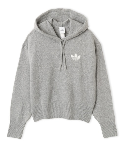 adidas(アディダス)の「adidas ESSENTIALS KNIT HOODIE / アディダス エッセンシャルズ ニット フーディー(パーカー・レディース・グレー・S/M/L)」の4枚目の写真