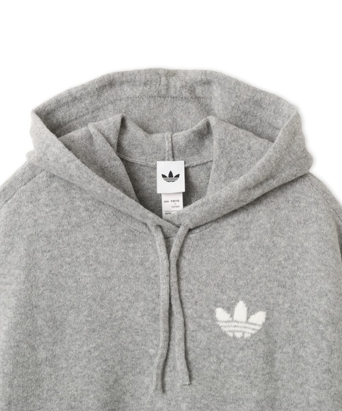 adidas(アディダス)の「adidas ESSENTIALS KNIT HOODIE / アディダス エッセンシャルズ ニット フーディー(パーカー・レディース・グレー・S/M/L)」の3枚目の写真