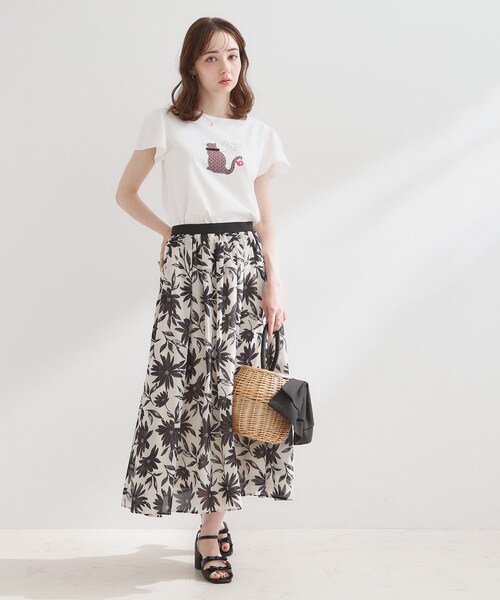 couture brooch(クチュールブローチ)の「【接触冷感・UVカット・洗える】CATプリントTシャツ(Tシャツ/カットソー・レディース・チャコール/ホワイト系1/ライトグレー系/ピンク系1・42/40/38/36)」の15枚目の写真