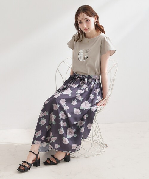 couture brooch(クチュールブローチ)の「【接触冷感・UVカット・洗える】CATプリントTシャツ(Tシャツ/カットソー・レディース・チャコール/ホワイト系1/ライトグレー系/ピンク系1・42/40/38/36)」の21枚目の写真