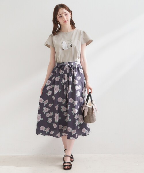couture brooch(クチュールブローチ)の「【接触冷感・UVカット・洗える】CATプリントTシャツ(Tシャツ/カットソー・レディース・チャコール/ホワイト系1/ライトグレー系/ピンク系1・42/40/38/36)」の22枚目の写真