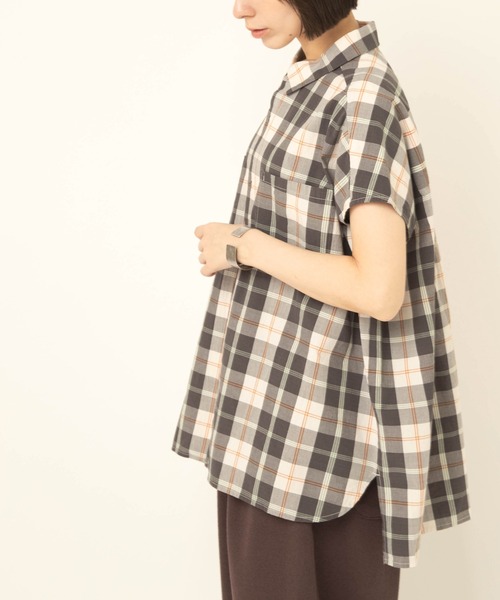 RNA-N(アールエヌエーエヌ)の「B2972 ワッシャーチェックシャツ(シャツ/ブラウス・レディース・ネイビー/オレンジ/ダークブラウン・FREE)」の19枚目の写真