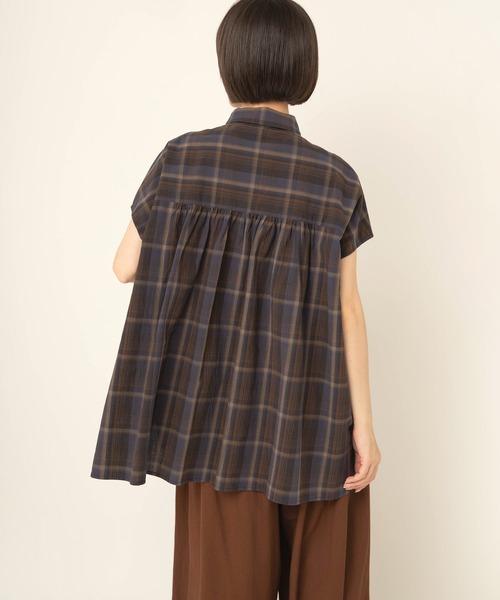 RNA-N(アールエヌエーエヌ)の「B2972 ワッシャーチェックシャツ(シャツ/ブラウス・レディース・ネイビー/オレンジ/ダークブラウン・FREE)」の6枚目の写真