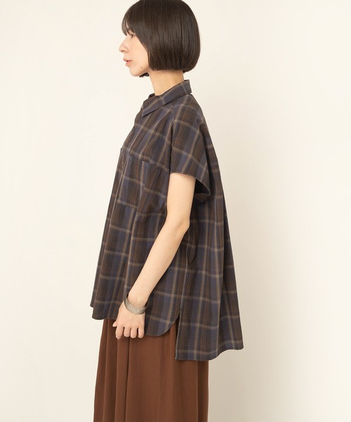 RNA-N(アールエヌエーエヌ)の「B2972 ワッシャーチェックシャツ(シャツ/ブラウス・レディース・ネイビー/オレンジ/ダークブラウン・FREE)」の5枚目の写真