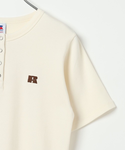 Russell Athletic(ラッセルアスレティック)の「【RUSSELL ATHLETIC (ラッセルアスレティック)】リブヘンリー半袖Tシャツ(Tシャツ/カットソー・レディース・オフホワイト/ネイビー/グレー・FREE)」の18枚目の写真