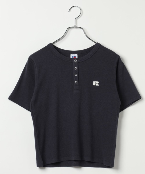 Russell Athletic(ラッセルアスレティック)の「【RUSSELL ATHLETIC (ラッセルアスレティック)】リブヘンリー半袖Tシャツ(Tシャツ/カットソー・レディース・オフホワイト/ネイビー/グレー・FREE)」の9枚目の写真