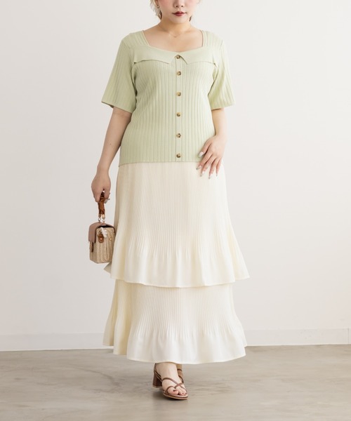 CLETTE(クレット)の「CLETTEオリジナルティアードプリーツスカート(スカート・レディース・アイボリー/ブラック・4L/3L/LL)」の6枚目の写真
