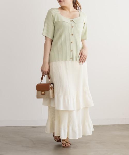 CLETTE(クレット)の「CLETTEオリジナルティアードプリーツスカート(スカート・レディース・アイボリー/ブラック・4L/3L/LL)」の7枚目の写真