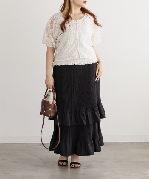 CLETTE(クレット)の「CLETTEオリジナルティアードプリーツスカート(スカート・レディース・アイボリー/ブラック・4L/3L/LL)」の11枚目の写真