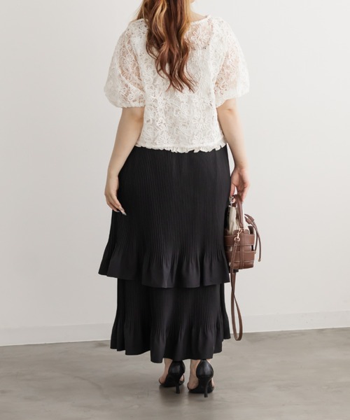 CLETTE(クレット)の「CLETTEオリジナルティアードプリーツスカート(スカート・レディース・アイボリー/ブラック・4L/3L/LL)」の13枚目の写真