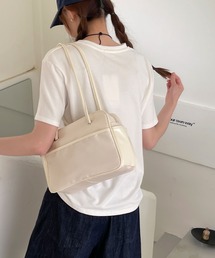 ダブルジップ配色ボストンバッグ