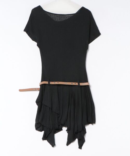 HOOK(フック)の「HOOK for girls ベルト付き アシメヘム チェーンプリント ペプラム 半袖 Tシャツ (SS)(ワンピース・レディース・ベージュ/ブラック・FREE)」の10枚目の写真