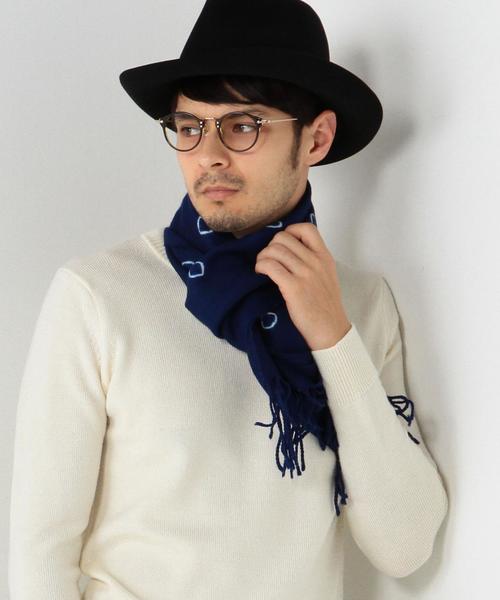 SUZUSAN / スズサン | 大判 フリンジ ストール | グレー/ブラウン系  