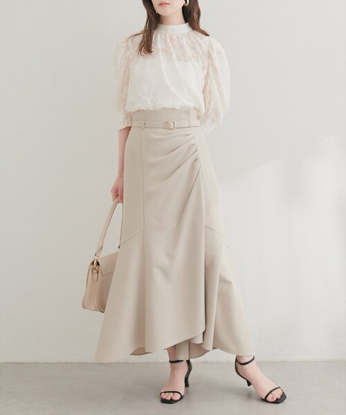 natural couture（ナチュラルクチュール）の「シアージャガードハイネックブラウス（シャツ/ブラウス・レディース・パープル系その他/グレー/ピンク/アイボリー・FREE）」の8枚目の写真