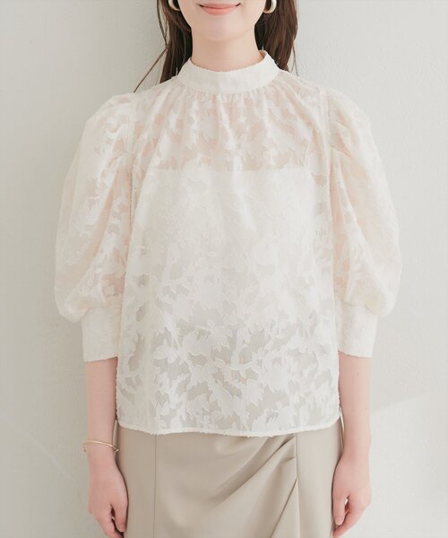 natural couture（ナチュラルクチュール）の「シアージャガードハイネックブラウス（シャツ/ブラウス・レディース・パープル系その他/グレー/ピンク/アイボリー・FREE）」の9枚目の写真