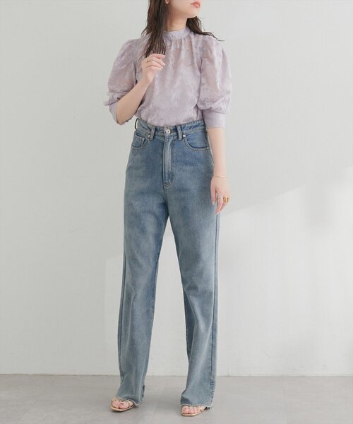 natural couture（ナチュラルクチュール）の「シアージャガードハイネックブラウス（シャツ/ブラウス・レディース・パープル系その他/グレー/ピンク/アイボリー・FREE）」の21枚目の写真