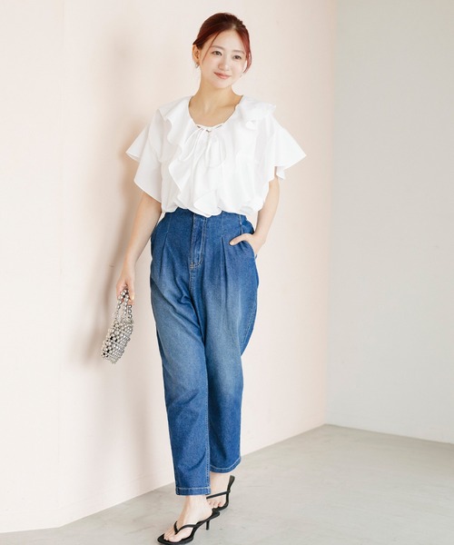 coca(coca)(コカ)の「【伊藤千晃様着用】ビッグカラーフリルブラウス(シャツ/ブラウス・レディース・ホワイト/ライトピンク・M/L)」の5枚目の写真