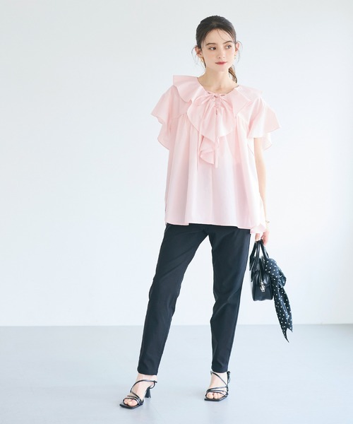 coca(coca)(コカ)の「【伊藤千晃様着用】ビッグカラーフリルブラウス(シャツ/ブラウス・レディース・ホワイト/ライトピンク・M/L)」の15枚目の写真