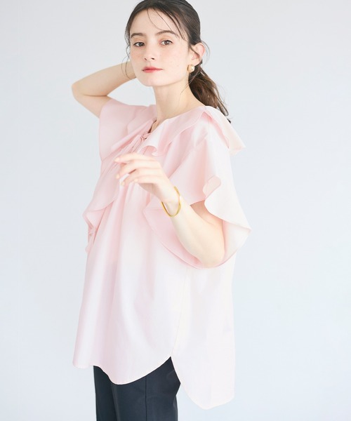 coca(coca)(コカ)の「【伊藤千晃様着用】ビッグカラーフリルブラウス(シャツ/ブラウス・レディース・ホワイト/ライトピンク・M/L)」の16枚目の写真