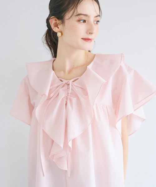 coca(coca)(コカ)の「【伊藤千晃様着用】ビッグカラーフリルブラウス(シャツ/ブラウス・レディース・ホワイト/ライトピンク・M/L)」の17枚目の写真
