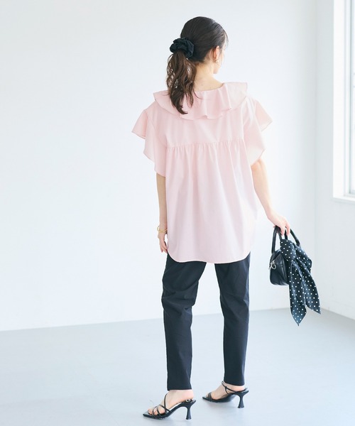 coca(coca)(コカ)の「【伊藤千晃様着用】ビッグカラーフリルブラウス(シャツ/ブラウス・レディース・ホワイト/ライトピンク・M/L)」の18枚目の写真