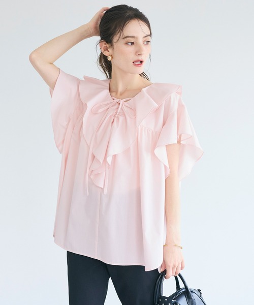 coca(coca)(コカ)の「【伊藤千晃様着用】ビッグカラーフリルブラウス(シャツ/ブラウス・レディース・ホワイト/ライトピンク・M/L)」の19枚目の写真